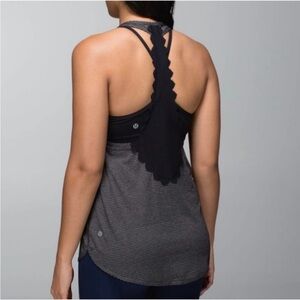 Lululemon 105 F Singlet Black/Grey Laser Cut Tank Top Size 8/Medium?